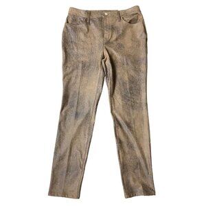 Chico Pants 0.5 US 6 Faux Vegan Suede Worn Luggage Slim Fall Brown